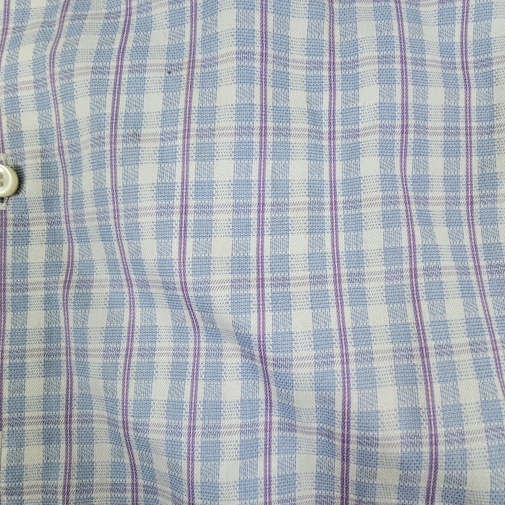 Egara Mens XL Blue Purple Plaid Non-Iron Cotton Long Sleeve Button Down Shirt - Picture 2 of 12